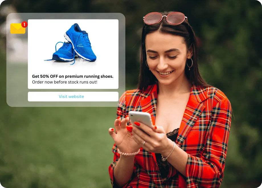 Happy person using phone